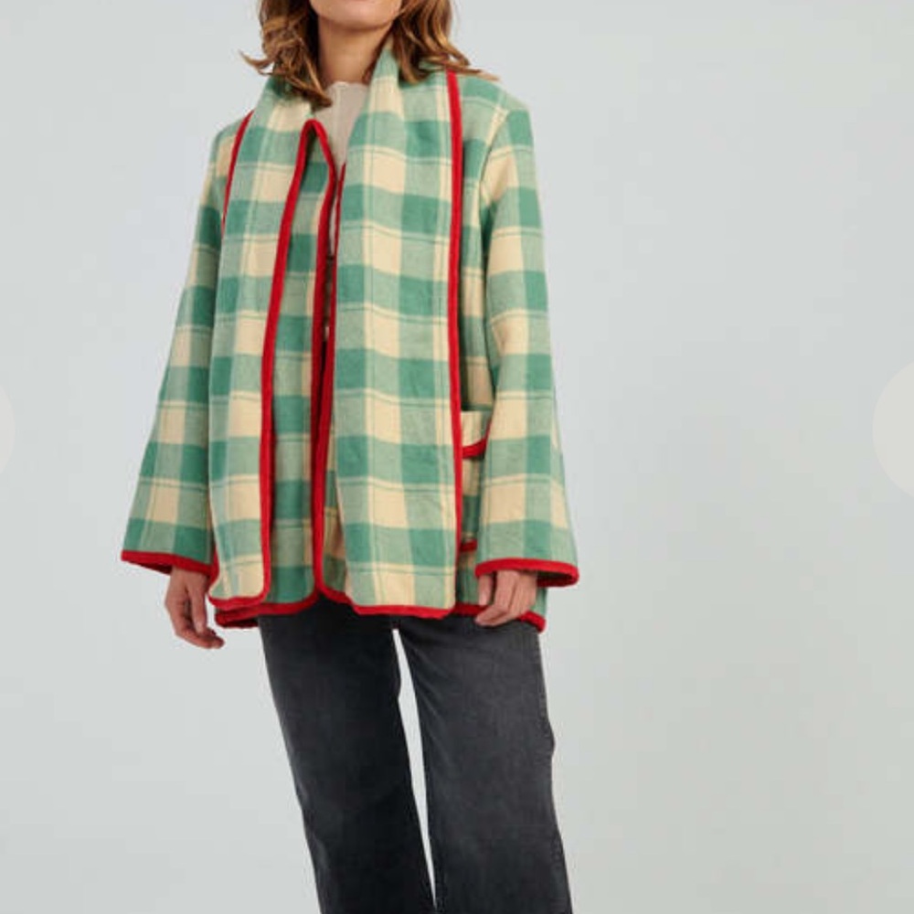 Carleen x Free People One-of-a-Kind Plaid Wool Scarf Jacket - Picture 3 of 7